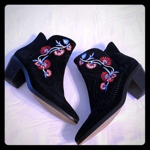 Rebecca Minkoff  suede embroidered booties